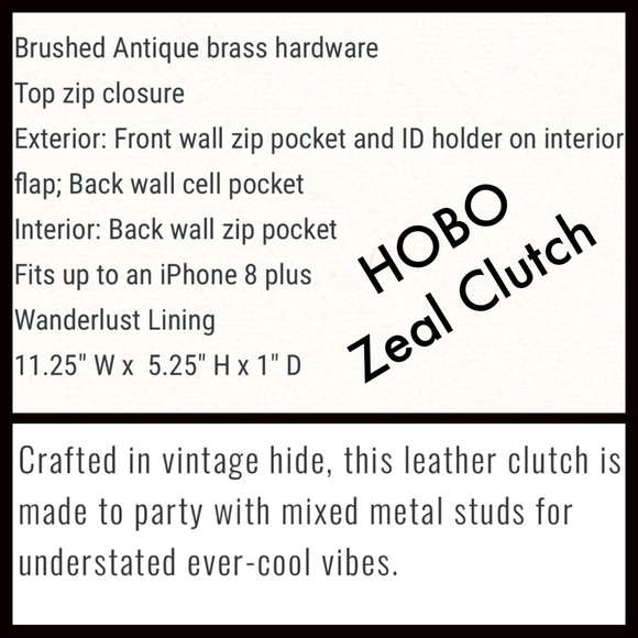 NWT HOBO Zeal Studded Clutch Handbag Graphite Gray - Picture 8 of 8